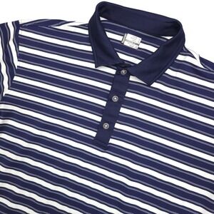 Slazenger Polo Shirt Mens 2XL Blue White Stripe Golf Wicking Stretch Performance
